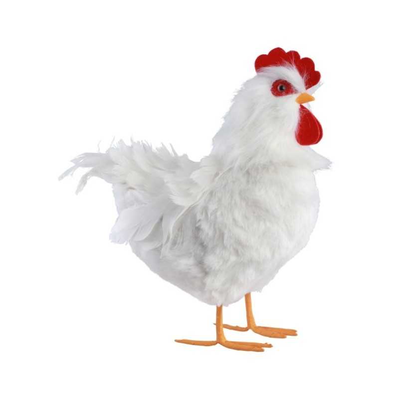 POULE BLANCHE PLUMES 30CM X 15CM X 33CM