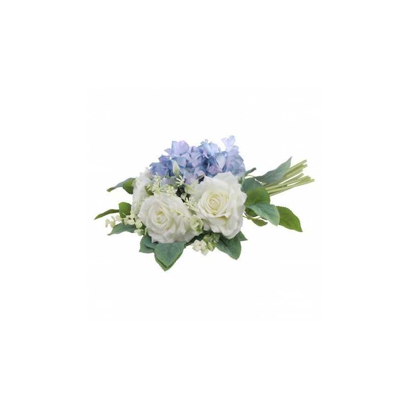 BOUQUET HORTENSIA DIA 30CM X 40CM FLEURS BLEUES ET BLANCHES