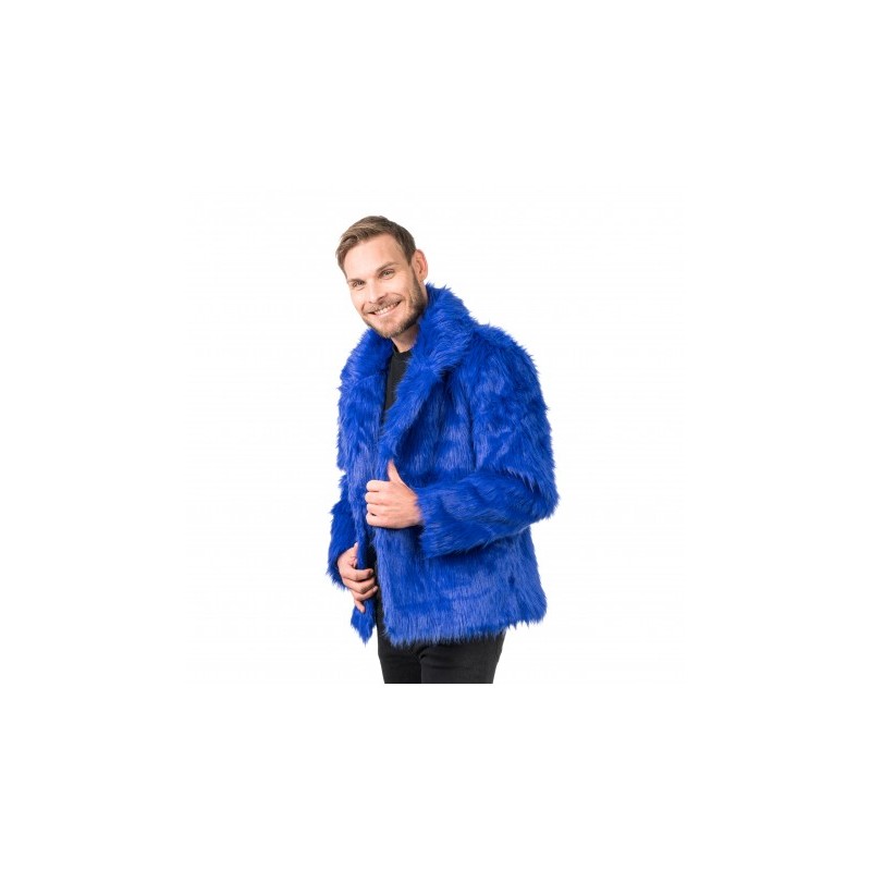 DEGUISEMENT MANTEAU FAUSSE FOURRURE BLEU TAILLE M