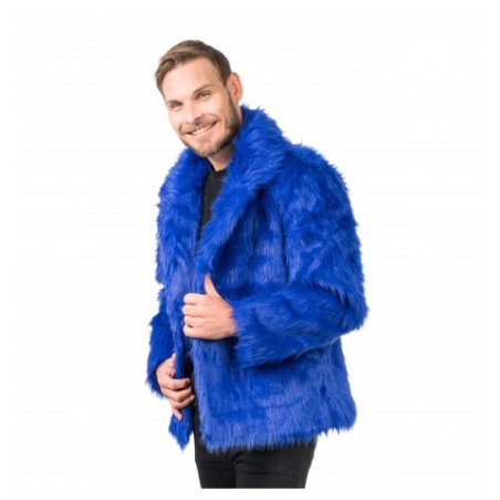 DEGUISEMENT MANTEAU FAUSSE FOURRURE BLEU TAILLE M