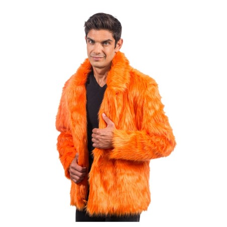 DEGUISEMENT MANTEAU FAUSSE FOURRURE ORANGE TAILLE L