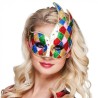 LOUP OU DEMI MASQUE ARLEQUIN ASYMETRIQUE MULTICOLORE LOUP OU DEMI MASQUE ARLEQUIN ASYMETRIQUE MULTICOLORE