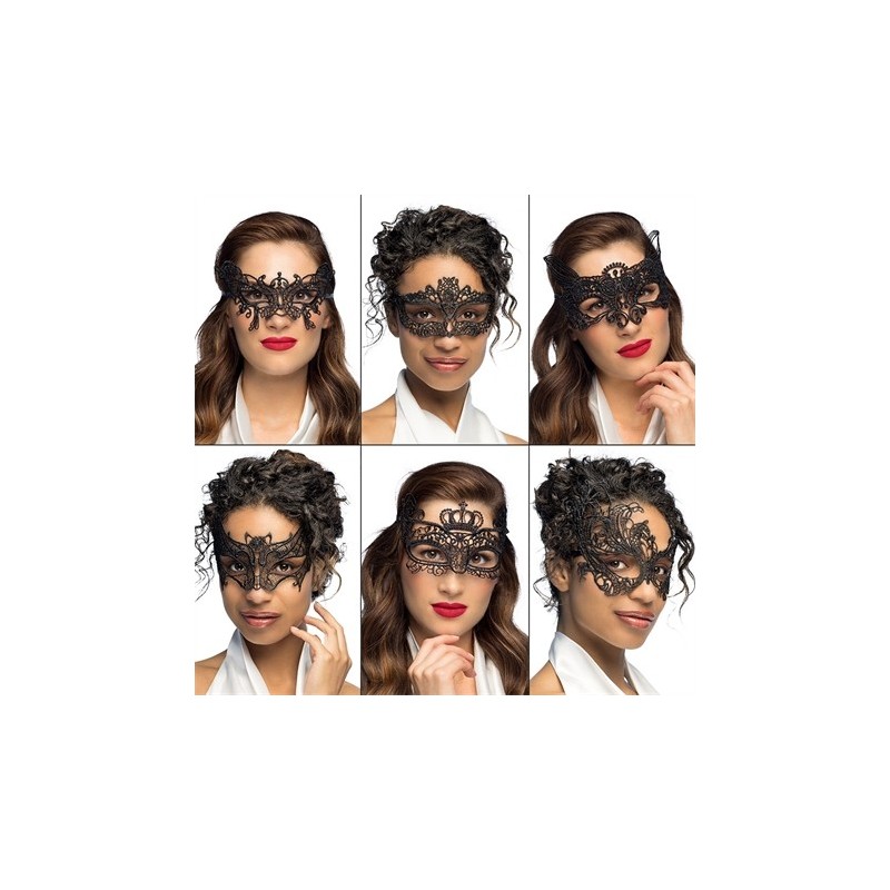 MASQUE LOUP DENTELLE TISSU NOIR MODEL ASSORTI