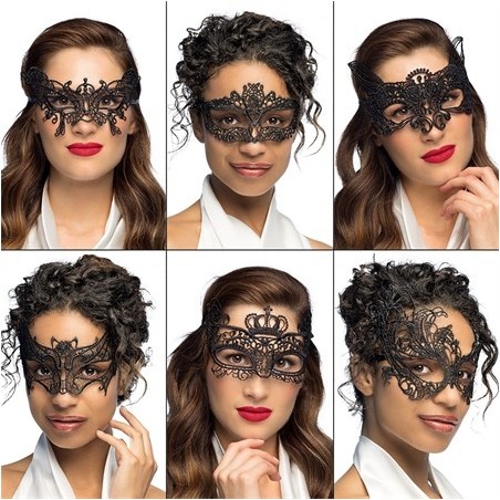 MASQUE LOUP DENTELLE TISSU NOIR MODEL ASSORTI