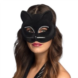 LOUP OU DEMI MASQUE CHAT NOIR A STRASS