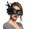 LOUP OU DEMI MASQUE VENISE SEQUINS ET PLUMES NOIR LOUP OU DEMI MASQUE VENISE SEQUINS ET PLUMES NOIR
