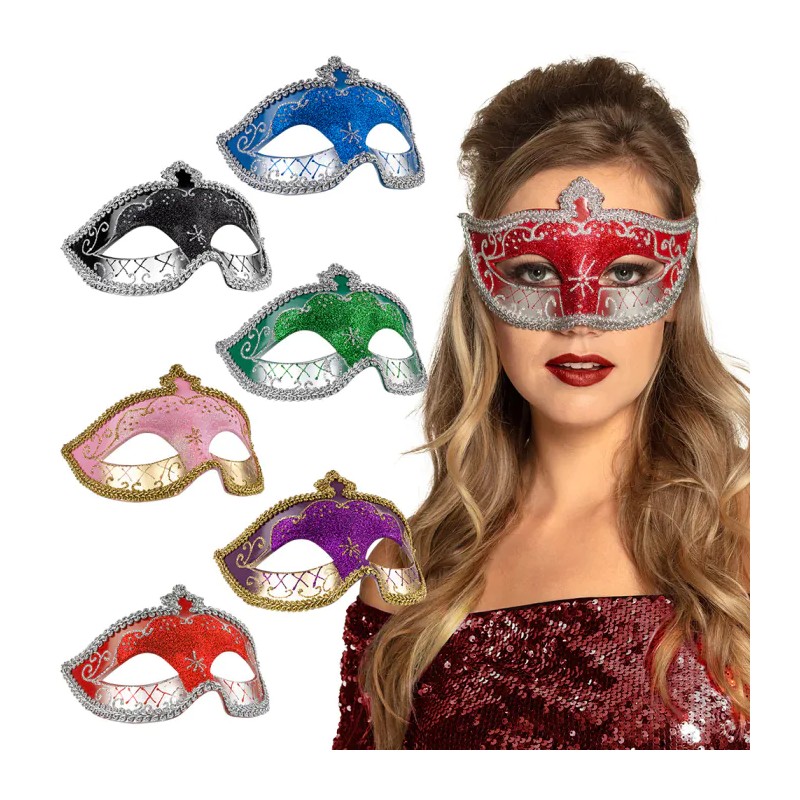 1 LOUP OU DEMI-MASQUE VENITIEN NOIR BLEU VERT VIOLET ROSE OU ROUGE