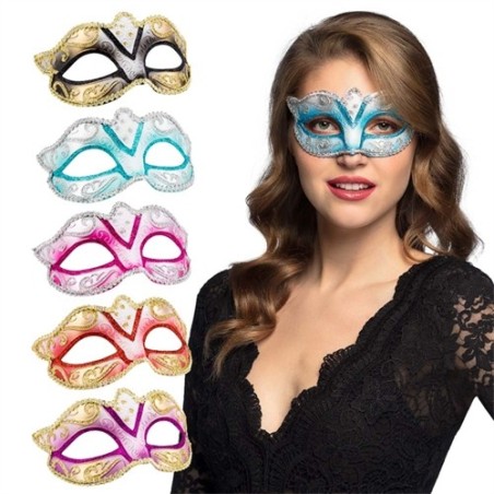 DEMI-MASQUE LOUP VENISE NOIR ROSE BLEU ROUGE OU VIOLET