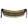 CEINTURE BELLY DANCE TISSUS ORIENTAL NOIR AVEC PIECES OR