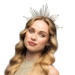 TIARE COURONNE DIADEME SERRE TETE HALO ORION METAL OR