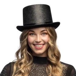 CHAPEAU HAUT DE FORME LUREX GLITZ NOIR