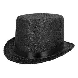 CHAPEAU HAUT DE FORME LUREX GLITZ NOIR