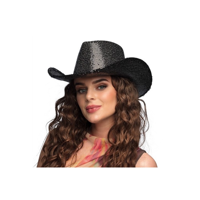 CHAPEAU WESTERN COWBOY RODEO A SEQUINS NOIR