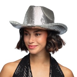 CHAPEAU WESTERN GROOVY ARGENT DISCO SEQUIN