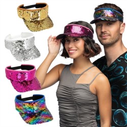 VISIERE DISCO SEQUIN FACETTE ARGENT OR ROSE OU MULTICOLORE