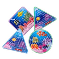 4 JEUX DE LABYRINTHE POISSON 4 DESIGNS 6.5 X 6.5 CM