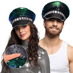 CASQUETTE SEQUIN NOIR AQUA SANDY CANDY