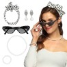 SET FEMME ANNEES 50 LUNETTES BOUCLES D'OREILLES FOULARD COLLIER BRACELET