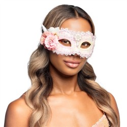 DEMI MASQUE OU LOUP SIRENE ROSE FLEURS ET COQUILLAGE