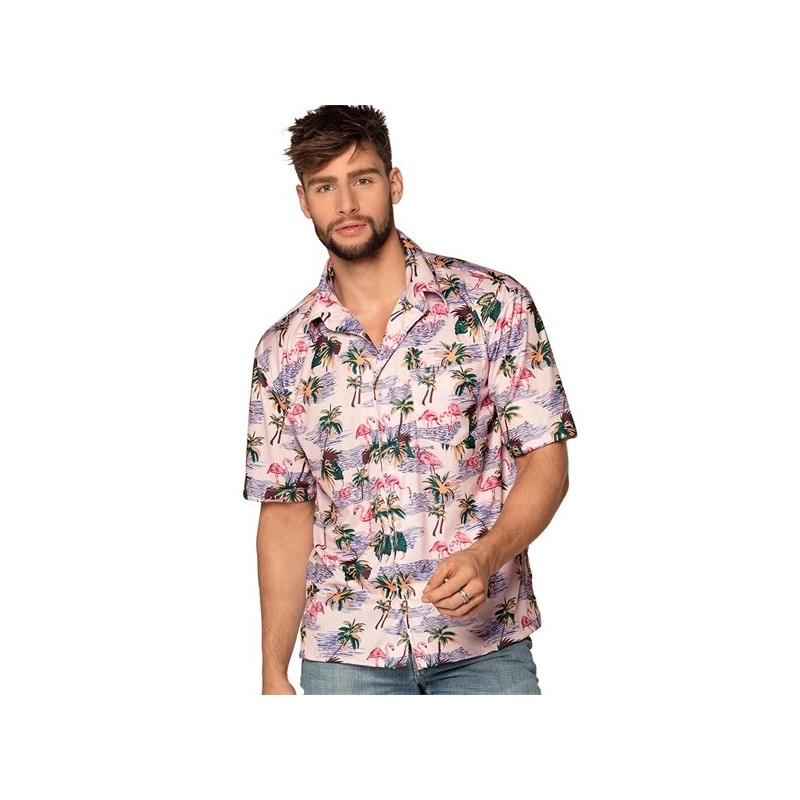 CHEMISE HAWAI FLAMANT ROSE TAILLE M CHEMISE HAWAI FLAMANT ROSE TAILLE M