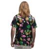 CHEMISE HAWAI FLAMANT ROSE ET ANANAS SUR FOND NOIR TAILLE M