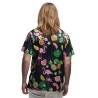 CHEMISE HAWAI FLAMANT ROSE ET ANANAS SUR FOND NOIR TAILLE L