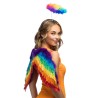 SET ANGE ARC EN CIEL MULTICOLORE AILES EN PLUMES AUREOLE