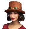 CHAPEAU HAUT DE FORME STEAMPUNK MARRON  AVEC LUNETTES STREETPUNK