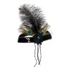 BANDEAU CHARLESTON A SEQUINS NOIR ET PLUMES DE PAON IRIS BANDEAU CHARLESTON A SEQUINS NOIR ET PLUMES DE PAON IRIS