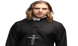 COLLIER CROIX DE CURE OU PRETRE ARGENT 