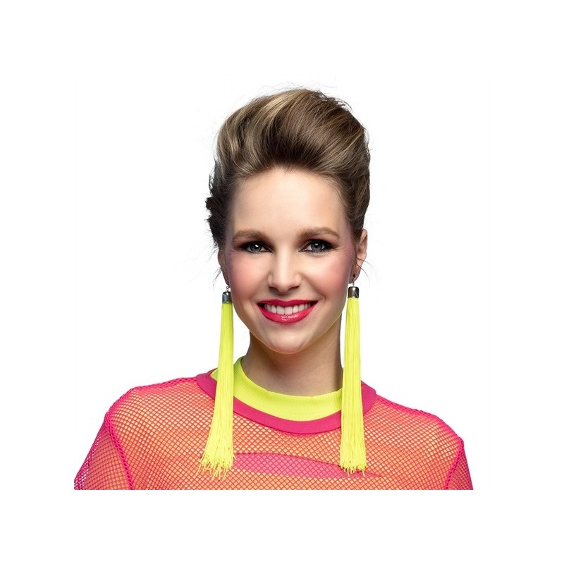 BOUCLES D'OREILLES A FRANGES JAUNE FLUO BOUCLES D'OREILLES A FRANGES JAUNE FLUO