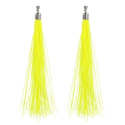 BOUCLES D'OREILLES A FRANGES JAUNE FLUO