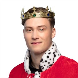 COURONNE DE ROI METAL OR PIERRES VERTES ET BLEUES ROYAL