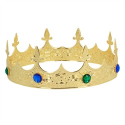 COURONNE DE ROI METAL OR PIERRES VERTES ET BLEUES ROYAL