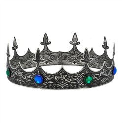 COURONNE DE ROI METAL BRONZE PIERRES VERTES ET BLEUES