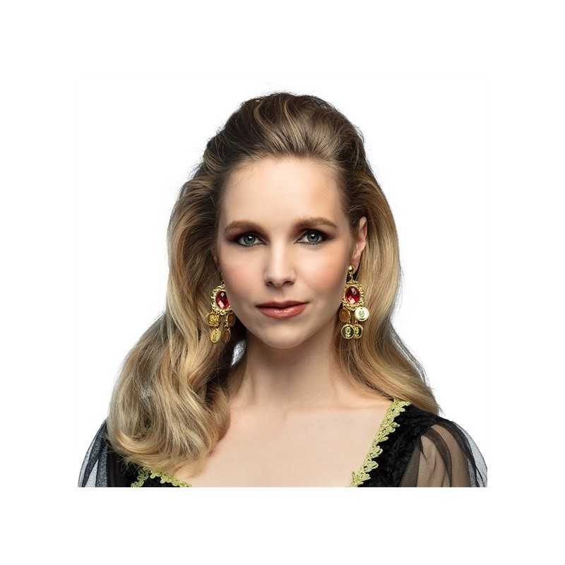 BOUCLES D'OREILLES OR PIERRES RUBY ROUGE