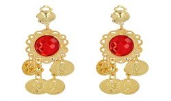 BOUCLES D'OREILLES OR PIERRES RUBY ROUGE
