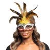 DEMI-MASQUE LOUP VAUDOU CONJURER AVEC PLUMES
