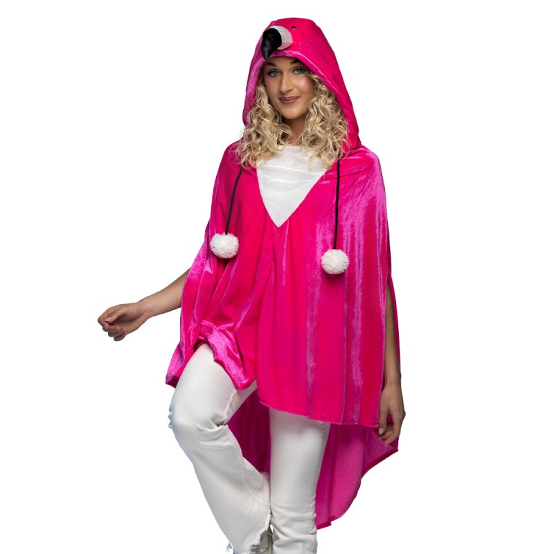 PONCHO FLAMANT ROSE EN TISSU UNISEXE