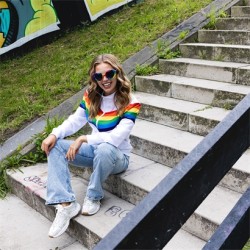 DEGUISEMENT VESTE SURVETEMENT OU JOGGING VINTAGE BLANC RAINBOW ARC EN CIEL T. L