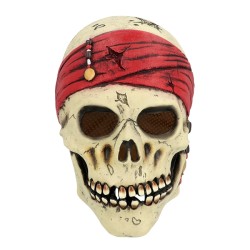 MASQUE LATEX TETE DE MORT CRANE PIRATE CRINSON BANDEAU