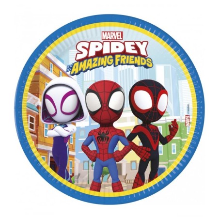 8 ASSIETTES RONDES SPIDEY ET SES AMIS  23 CM 
