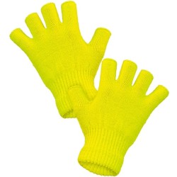 GANTS SANS DOIGT OU MITAINES JAUNE FLUO 