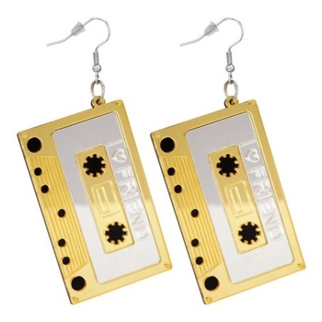 BOUCLES D'OREILLES CASSETTES AUDIO ANNEES 80