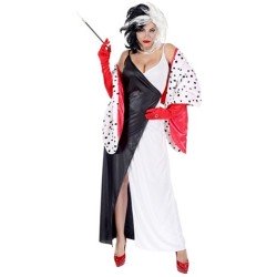 DEGUISEMENT FEMME CRUELLE DEMONIA NOIR BLANC ET ROUGE TAILLE M