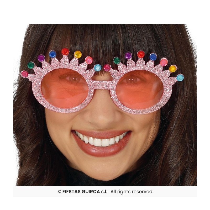 LUNETTES RONDE ROSE PAILLETTE PICS MULTICOLORES LUNETTES RONDE ROSE PAILLETTE PICS MULTICOLORES