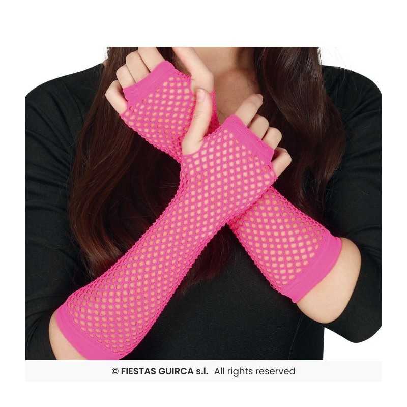 MITAINES OU GANTS RESILLES FLUO ROSE LONG 26 CM