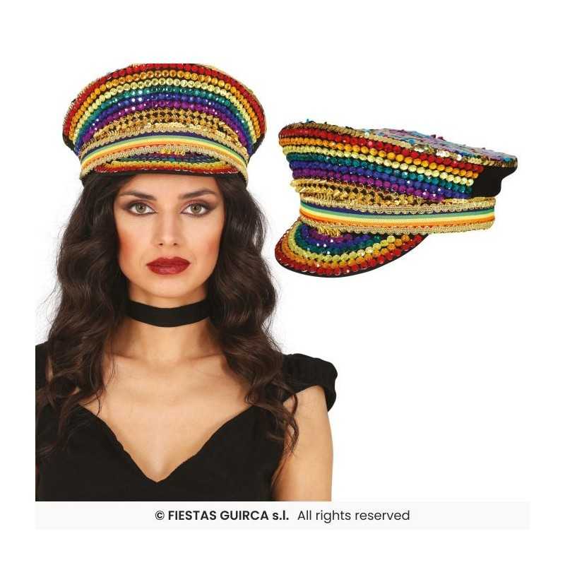 CASQUETTE STRASS MULTICOLORE