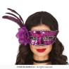 MASQUE LOUP SEQUIN VIOLET AVEC PLUMES SUR LE COTE MASQUE LOUP SEQUIN VIOLET AVEC PLUMES SUR LE COTE