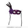 MASQUE LOUP SEQUIN VIOLET AVEC PLUMES SUR LE COTE MASQUE LOUP SEQUIN VIOLET AVEC PLUMES SUR LE COTE